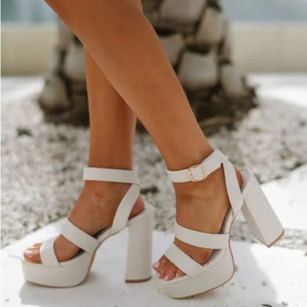 Savage platform heels in Bone